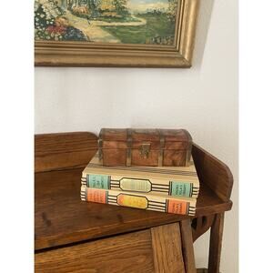 Rare Vintage Handcrafted Wooden Brass Work Jewelry Storage Box Made In Indian